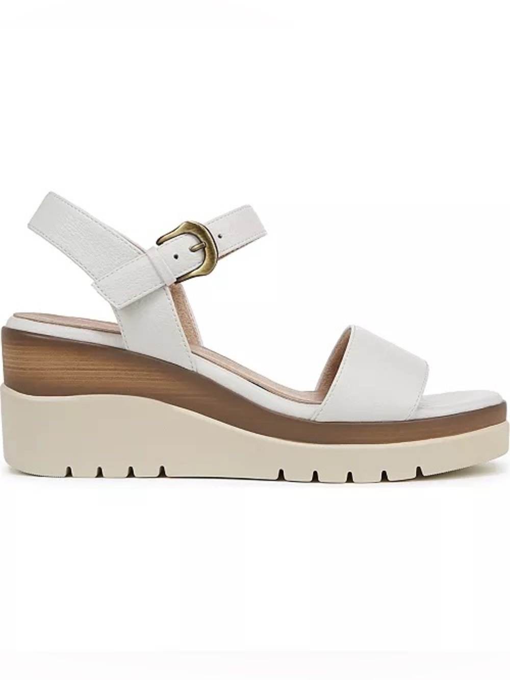 Soul Naturalizer Women Graciela Round Open Toe Wedge Sandals -White Faux Leather - Picture 2 of 5